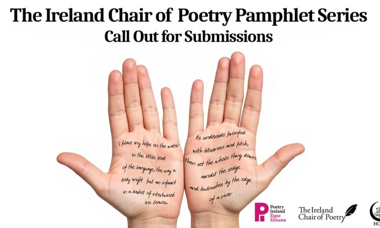 Image of two hands opened out with palms facing up and the words of anExcerpt from ’The Language Issue’ by Paul Muldoon translated from the Irish of Nuala Ní Dhomhnaill tatooed onto the palms