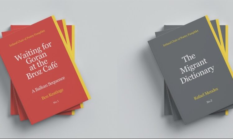 Two stacks of pamphlets on a grey background